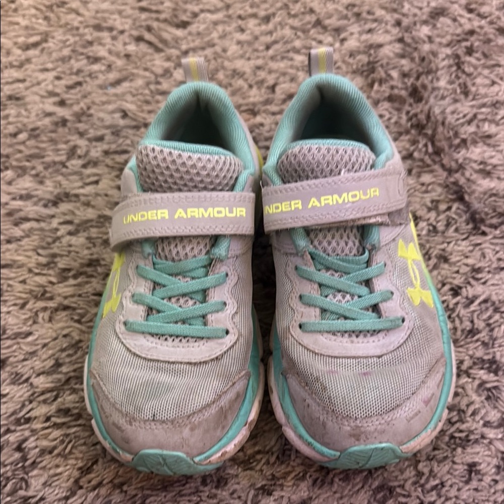 Under Armour Gray and Green Sneakers with Velcro Strap